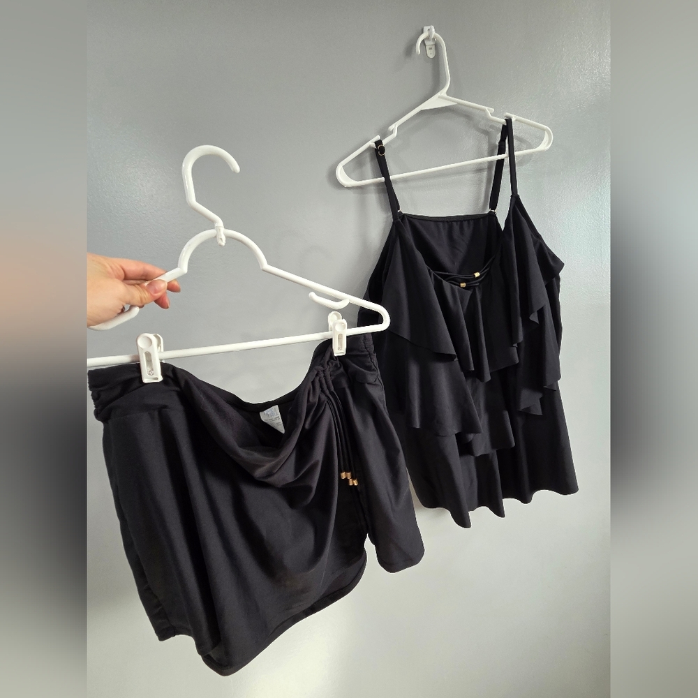 Time and Tru Black Swim Set Ensemble, 3X Top, 1X Shorts